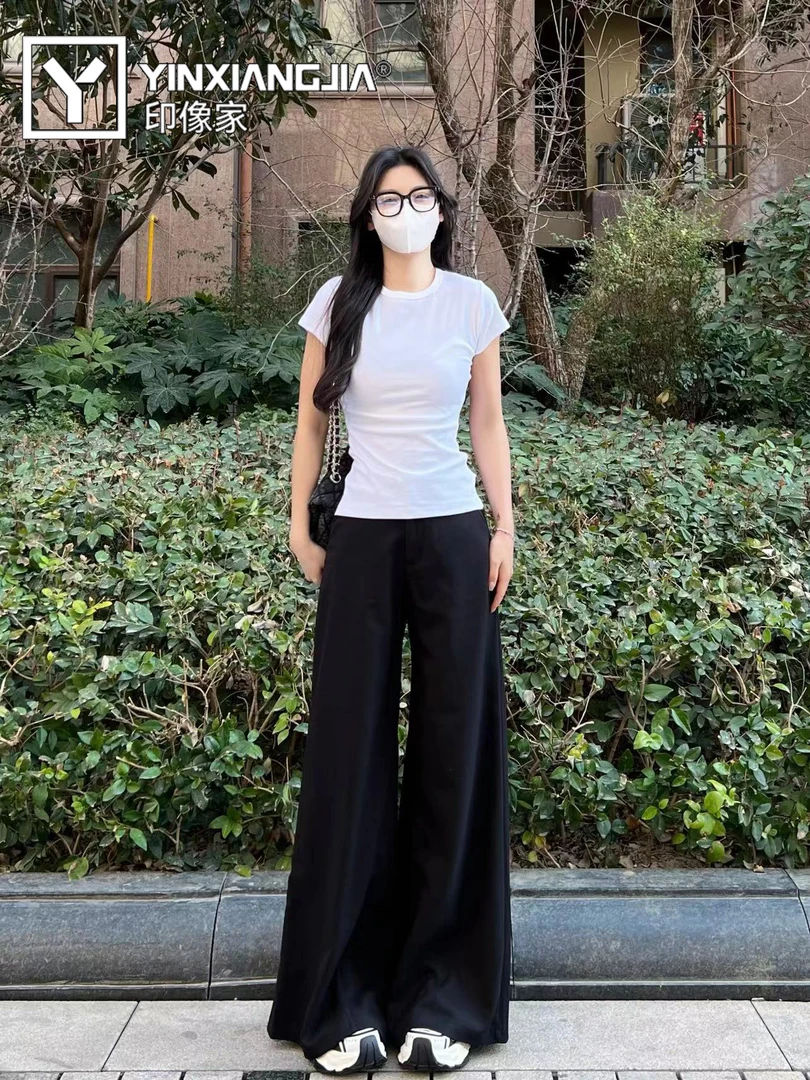 印像家漫画身材辣妹收腰正肩显瘦休闲高弹圆领百搭短袖T恤上衣