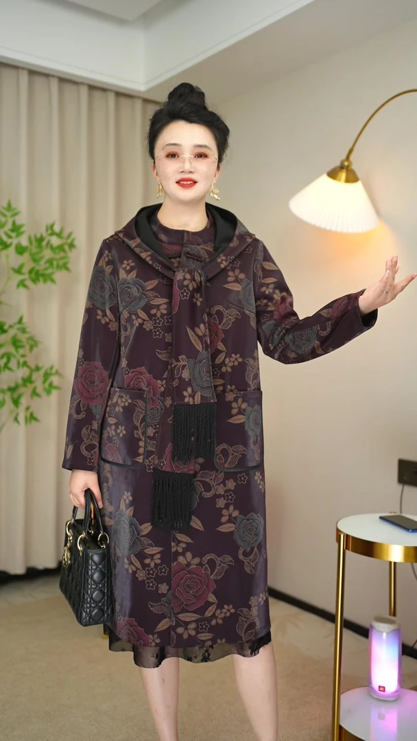 2025春季新款大码显瘦遮肉中老年妈妈装中长款减龄风衣外套A23