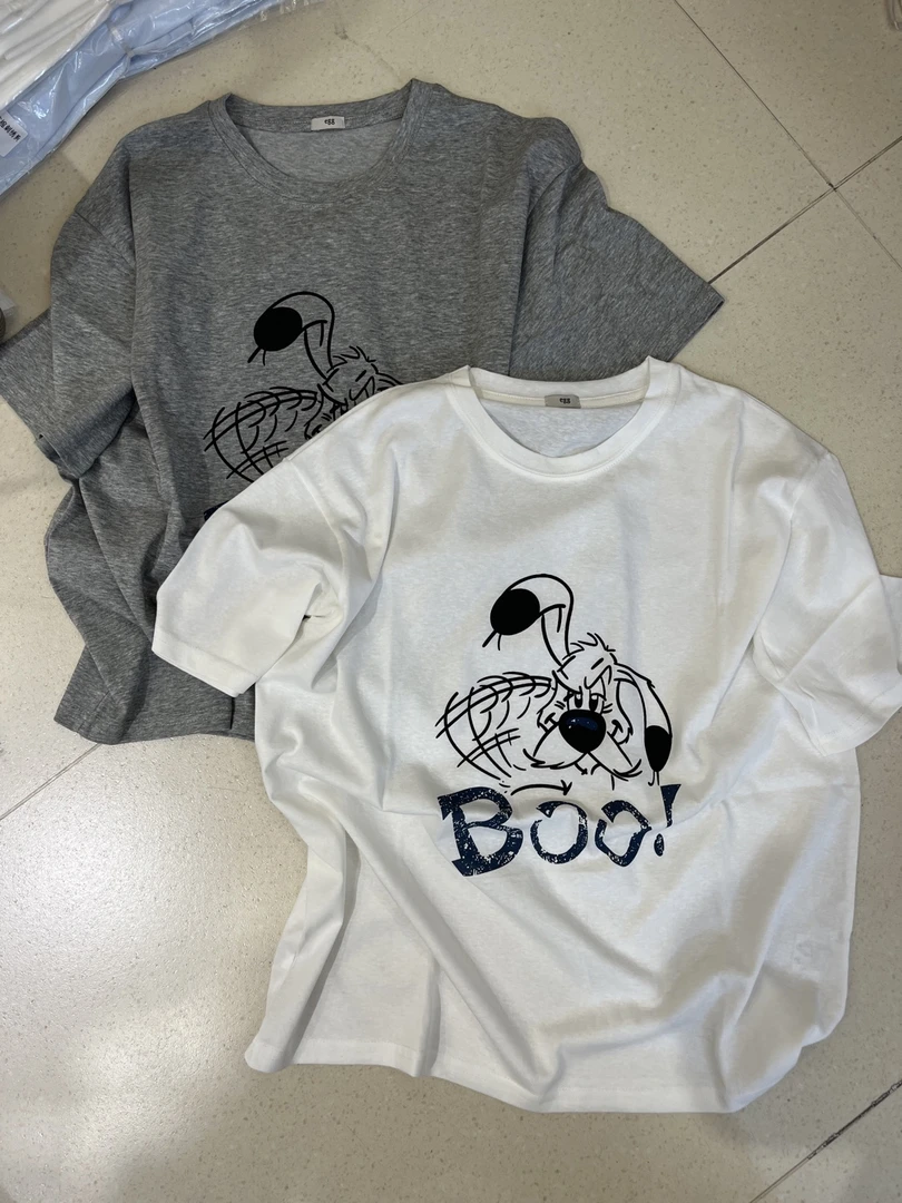 韩版BOO卡通无感印花T