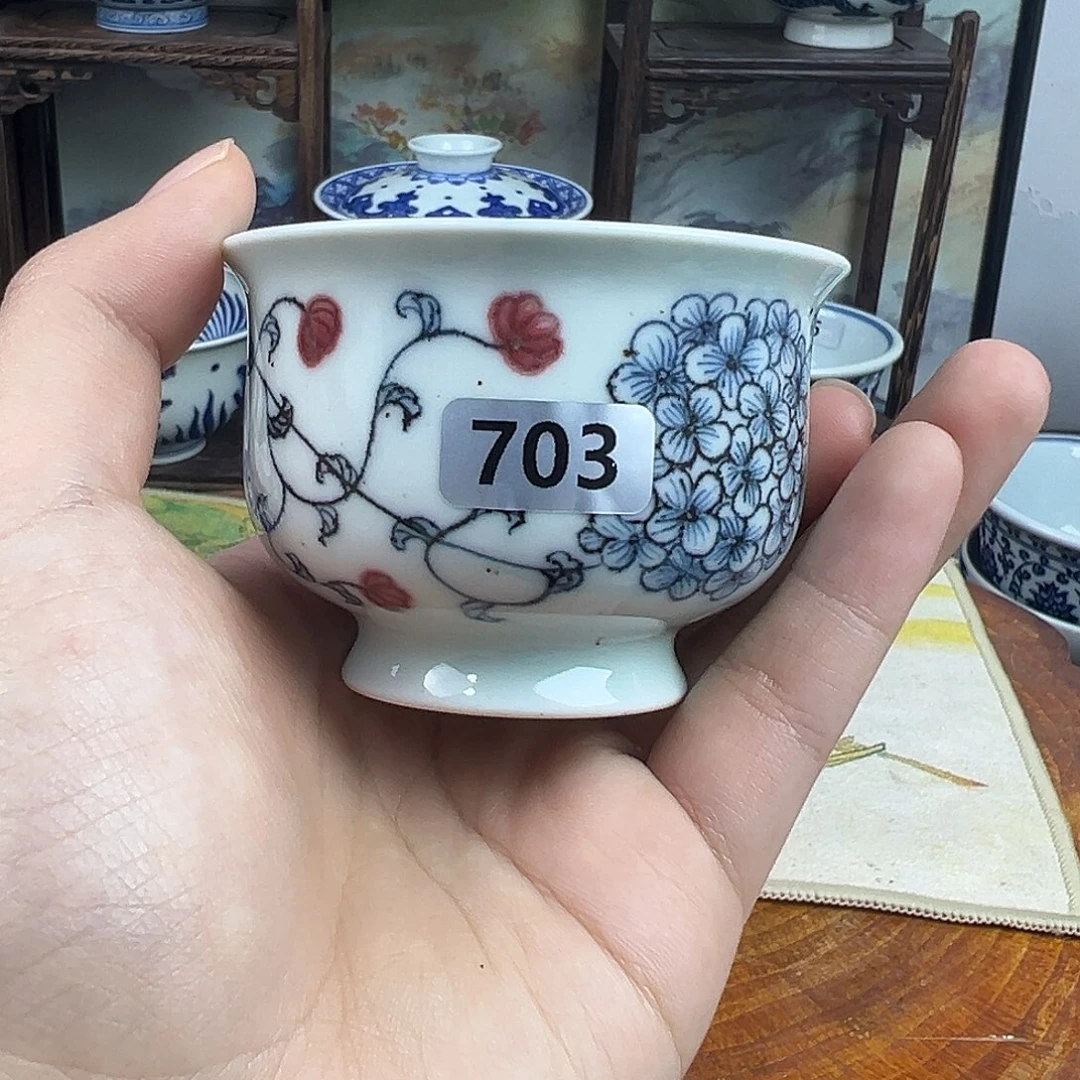 其他瓷团花杯子703