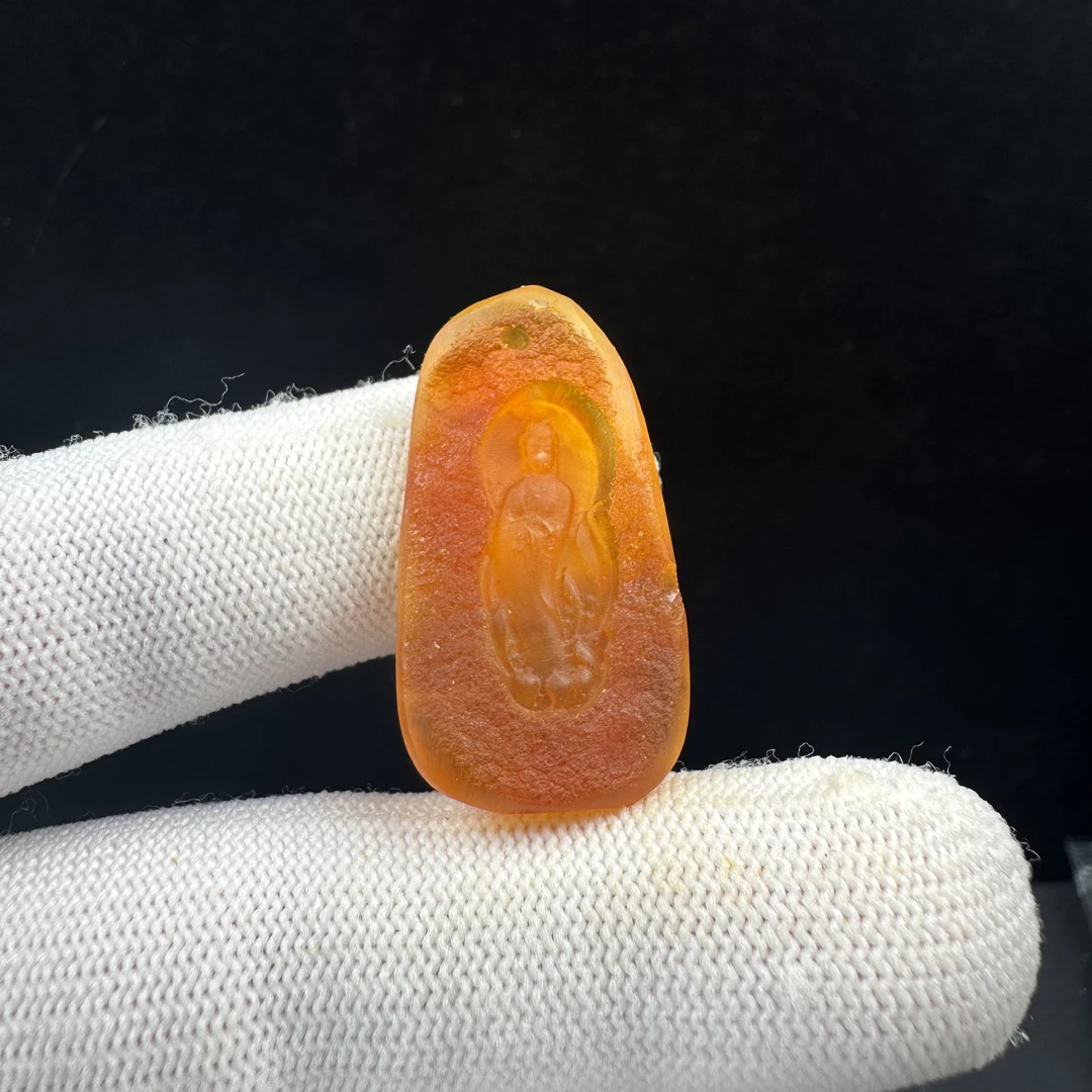 D3303【瑕疵】天然原矿蜜蜡 雕刻牌18*34*4.7mm支持复检假一罚十