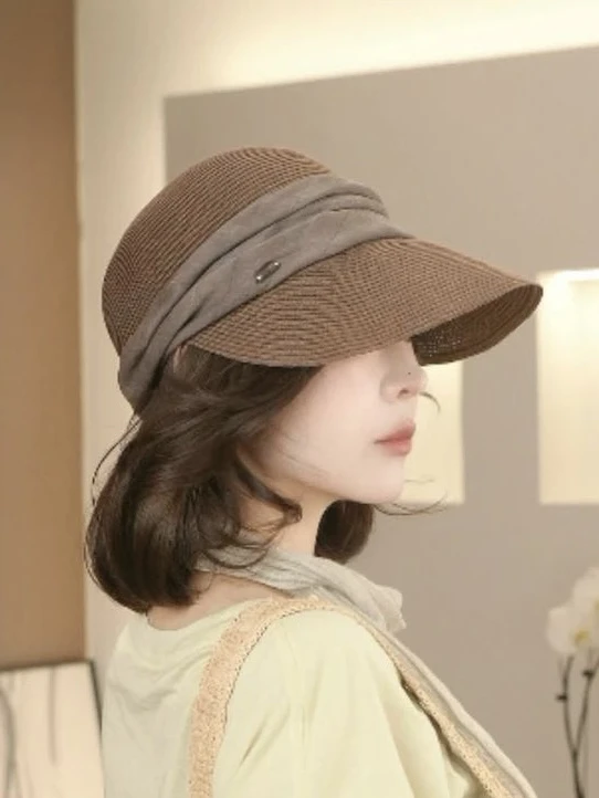 法式草编大檐帽子女夏季韩版文艺显脸小出游度假遮阳帽渔夫帽