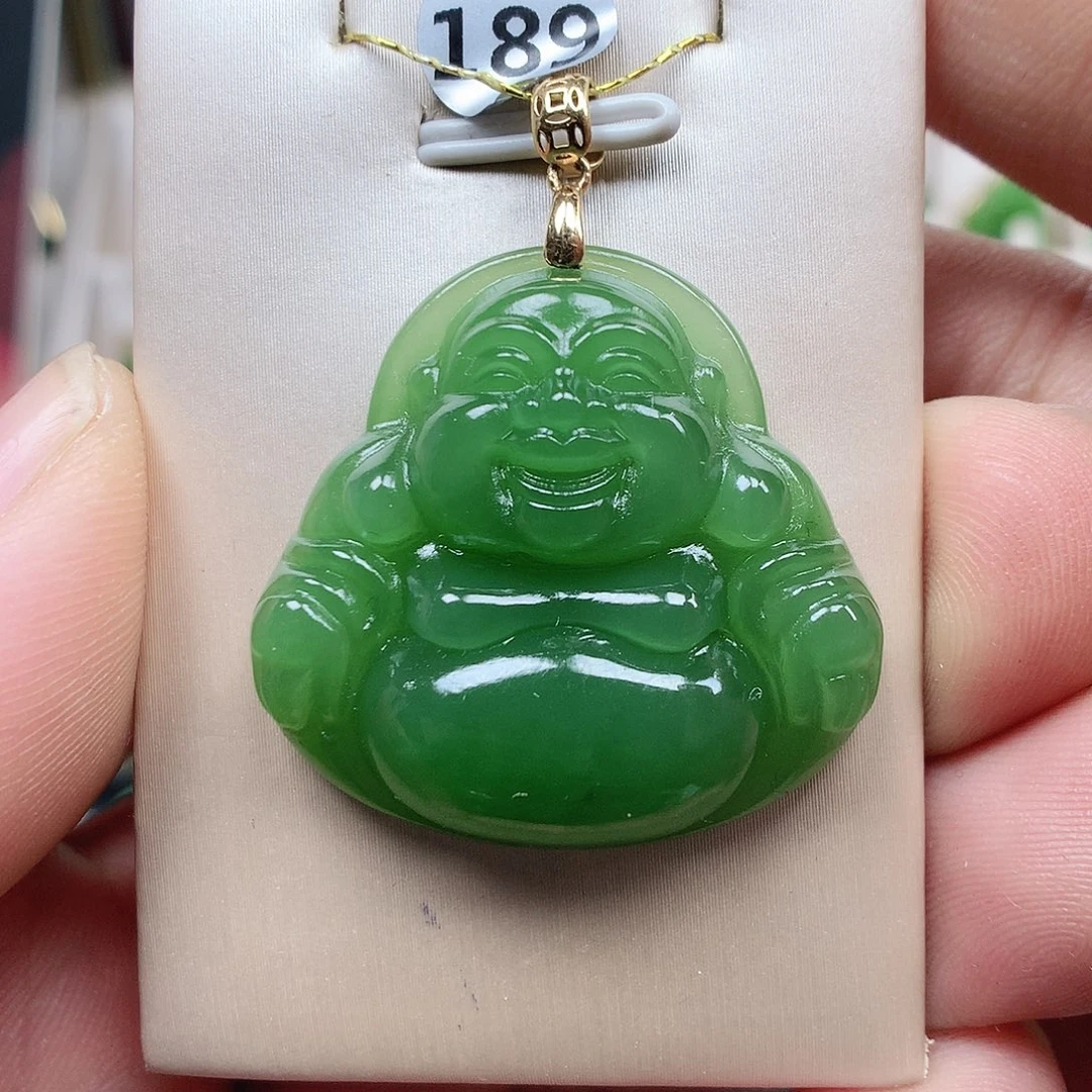 和田玉（碧玉）18K金镶嵌颈饰30mm