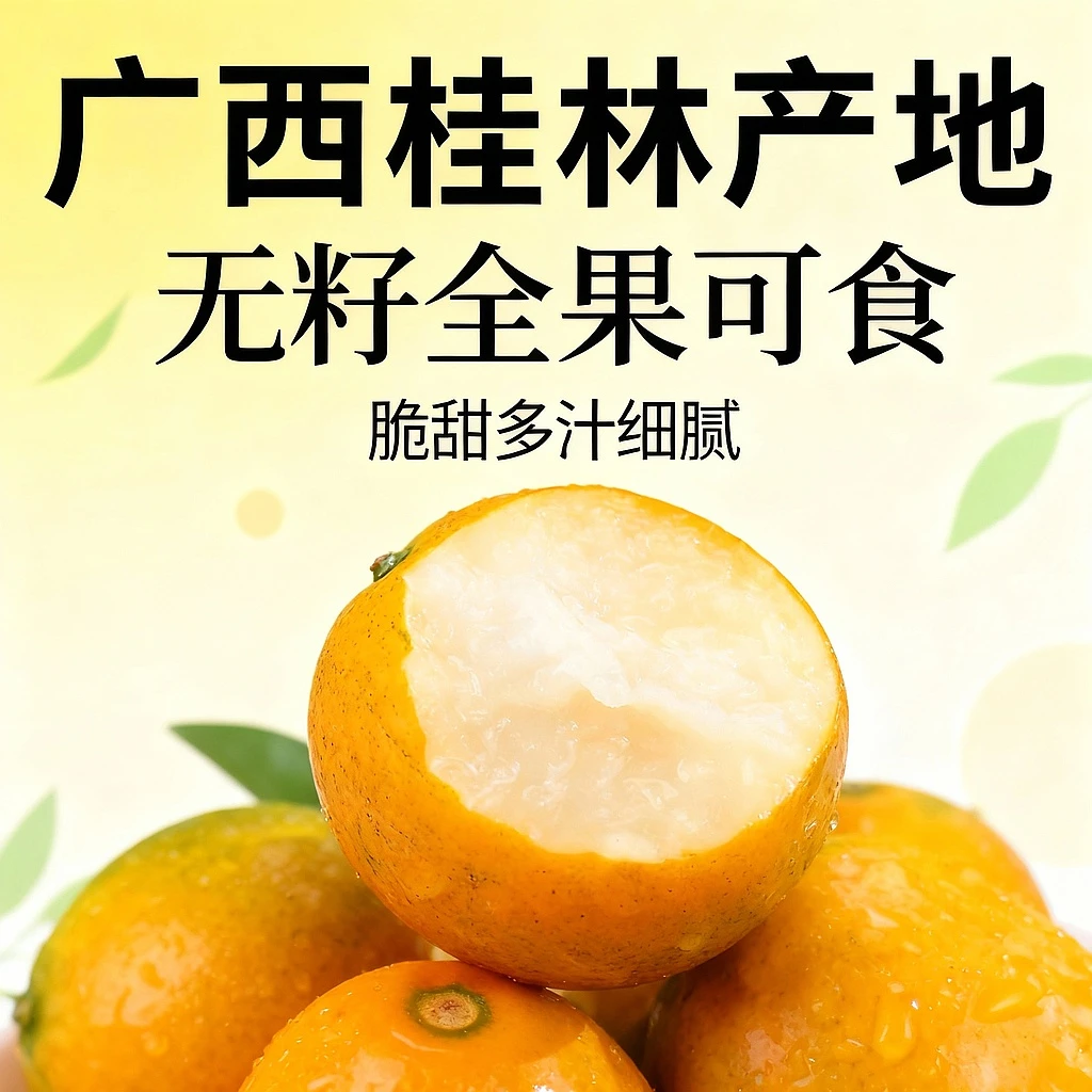 【展卉】广西融安脆蜜金桔1/2斤装单果19-44g 糖果袋包装