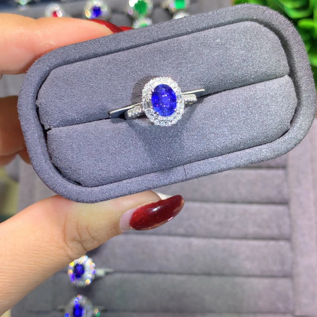 蓝宝石戒指18K金镶嵌1.3ct