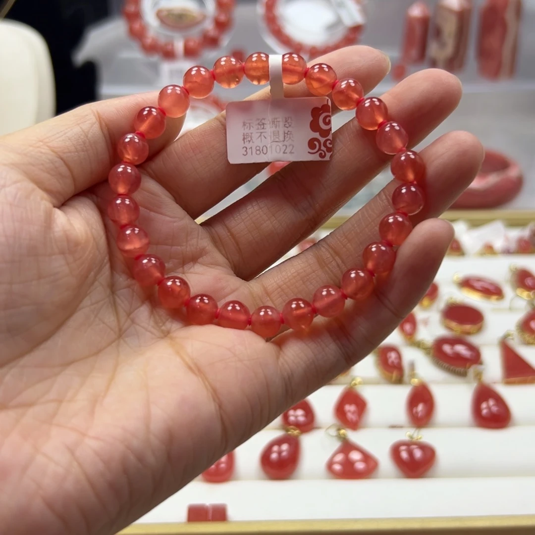 菱锰矿（红纹石）未镶嵌手串