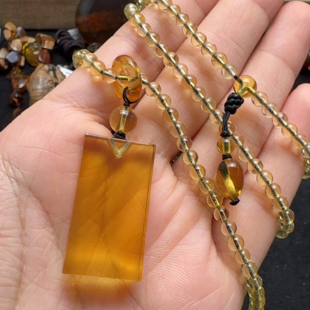 未镶嵌琥珀珠宝奇石无事牌套链
