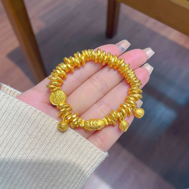 合金手链 金色法棍猫盘缠手链女两世欢手串生日串珠礼物送女友