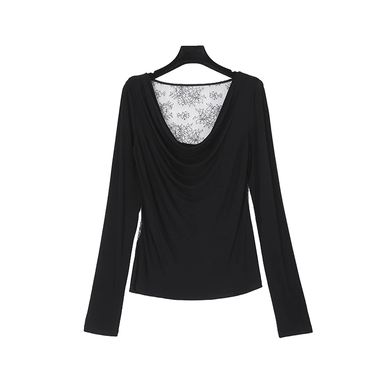 蕾丝花纹别致镂空设计若隐若现时尚上衣CEA2162