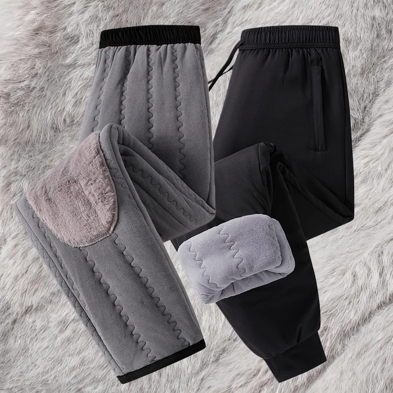 爆款加绒加厚冬季休闲棉裤男女同款宽松大码防风保暖护膝束脚裤
