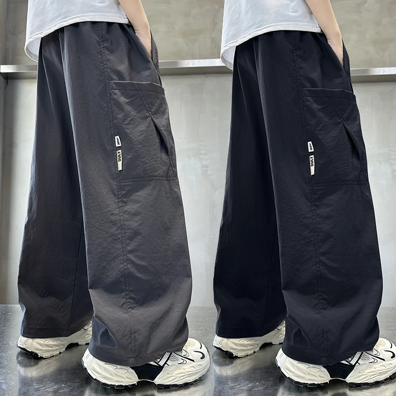 男童夏装薄款防蚊裤2025新款中大童男孩夏季休闲宽松工装直筒裤子