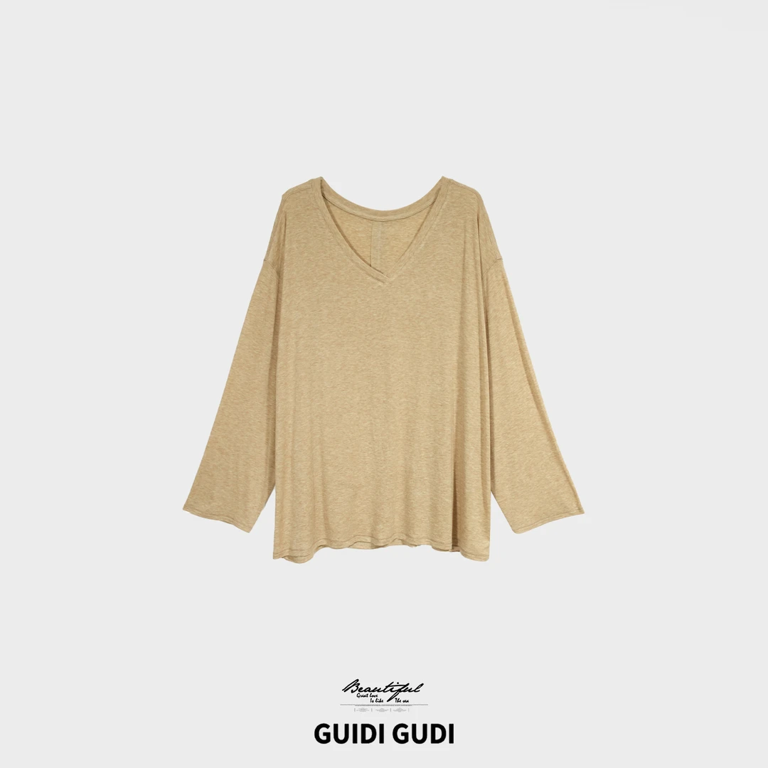 GUIDI GUDI【颜中色】时尚百搭休闲风纯色长袖/黄加蓝