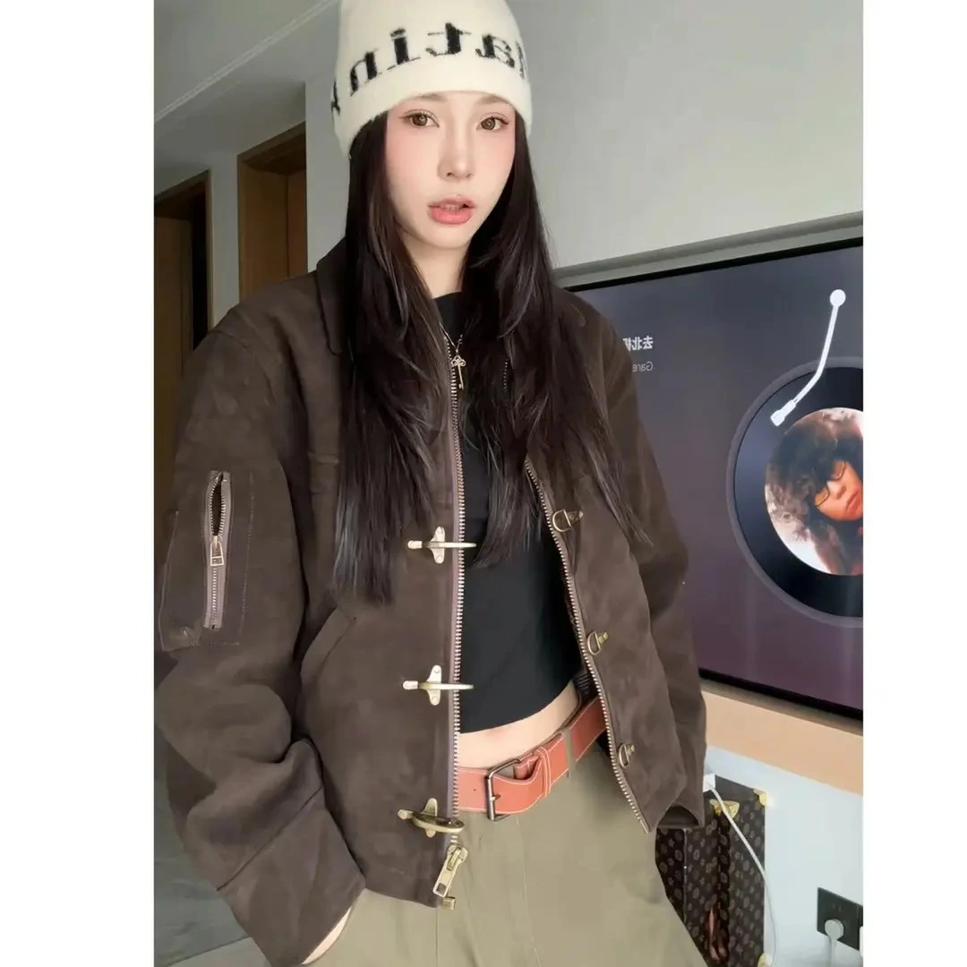 秋季拼接短款宽松型男休闲袖夹克短外套显瘦时尚复古气质百搭外套