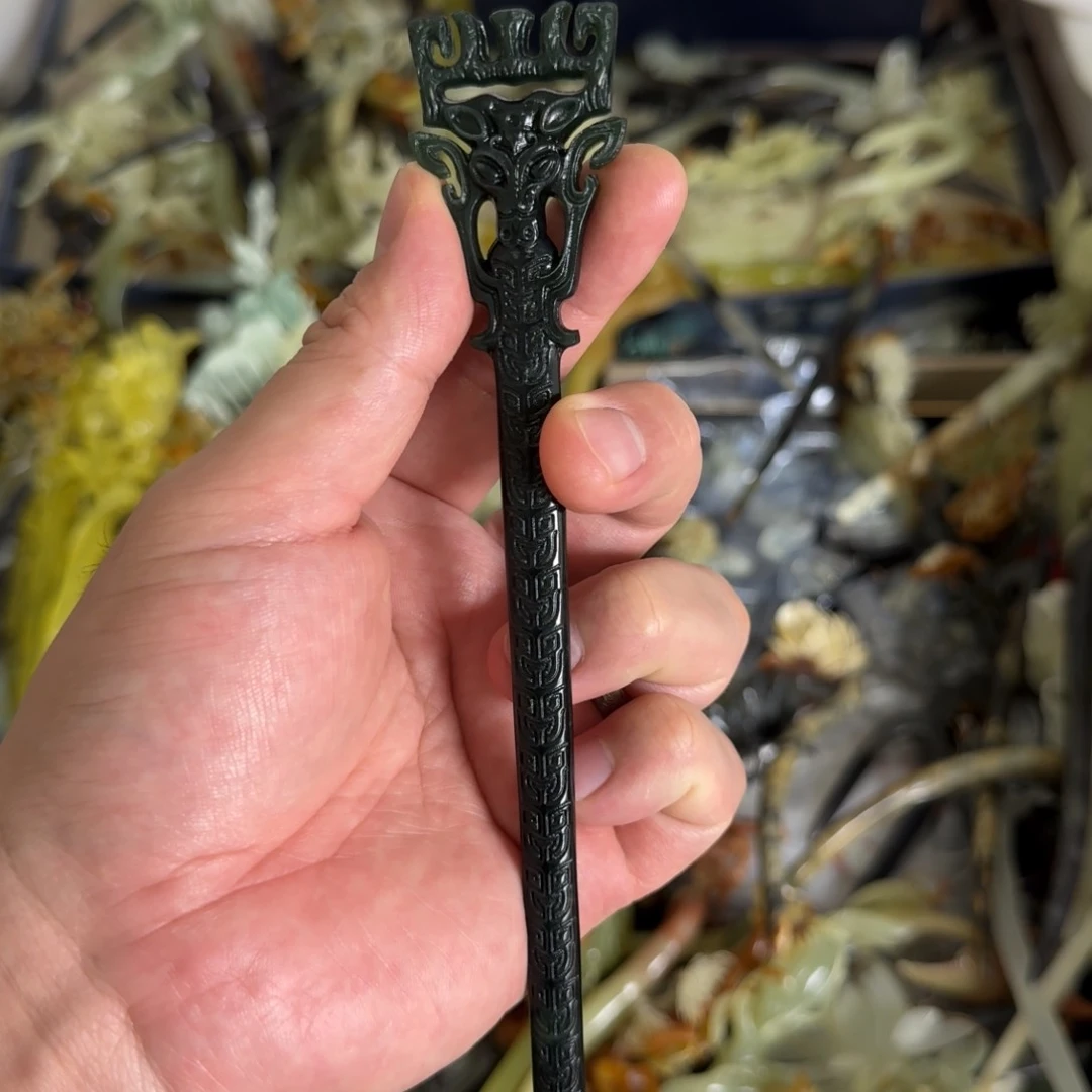 岫玉发饰未镶嵌明君玉簪就是好看