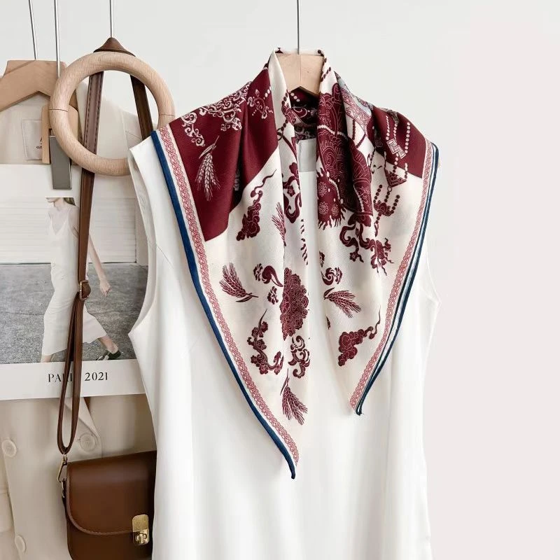 2025新款时尚双面丝巾春秋夏季小方巾领巾百搭围脖(434)经典