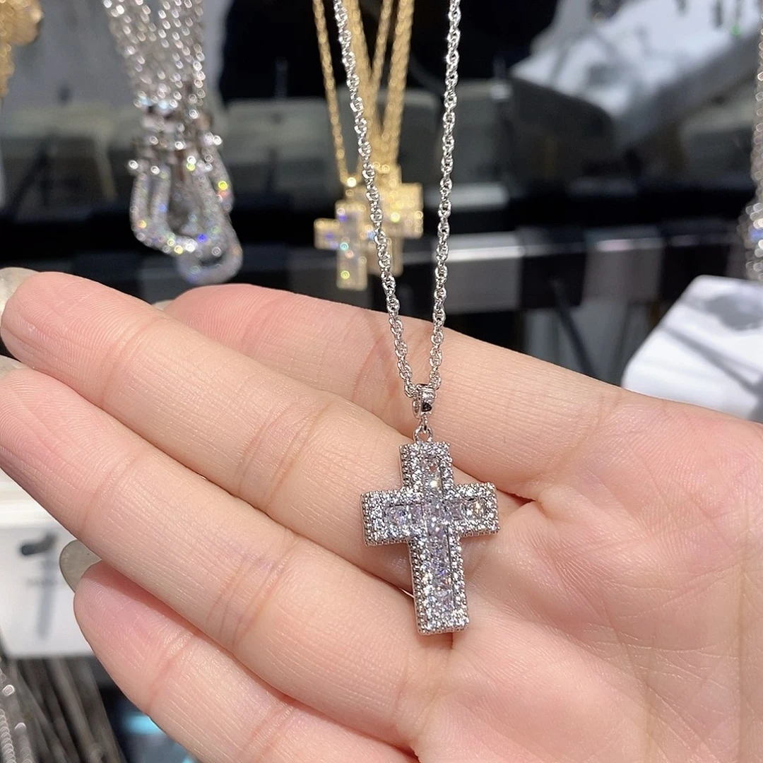 铜合金925银十字链银色