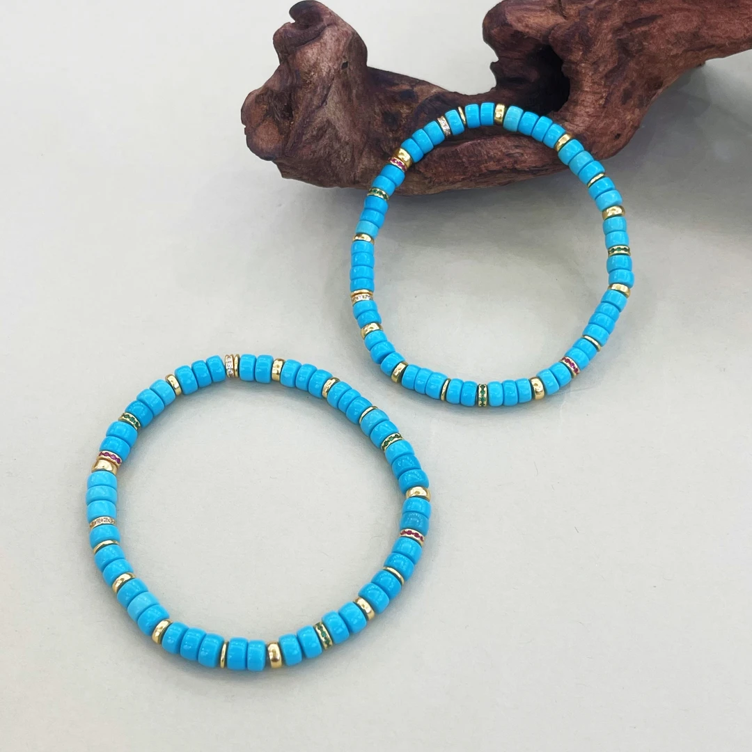 【小宝珠宝】3 T82383-绿松DIY单圈手串-多样性发其一-5mm