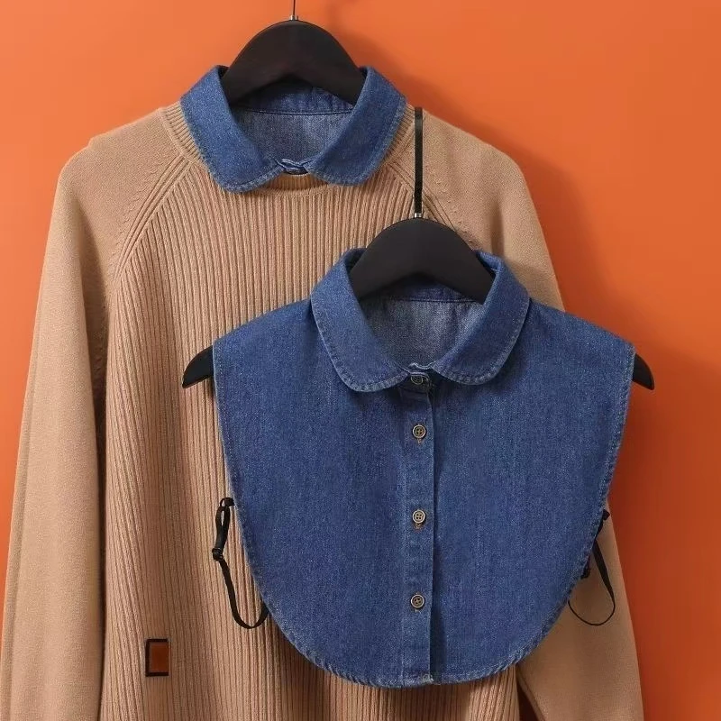 女春秋新款韩版牛仔假领子女百搭衣领休闲毛衣卫衣内搭装饰领