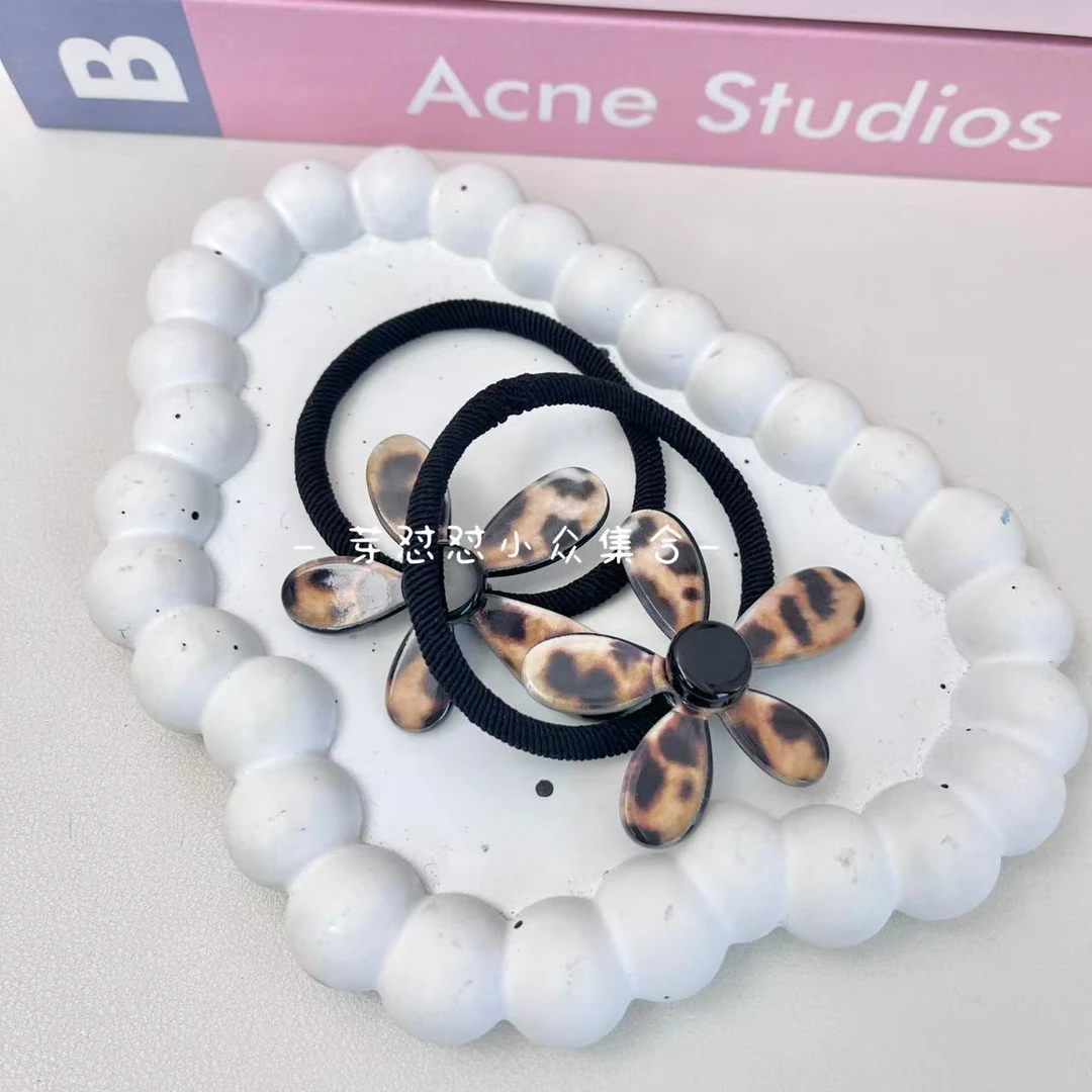 芽怼怼韩国豹纹花朵简约发绳 05975