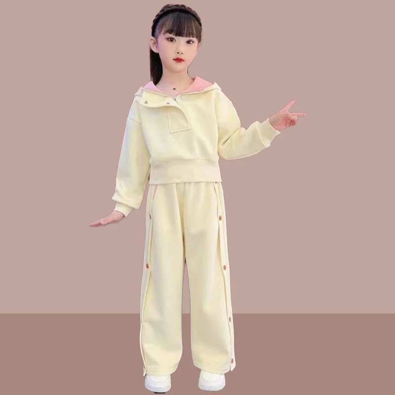 秋季2025新款时尚设计感休闲时髦女童套装宽松百搭女童套装卫衣女