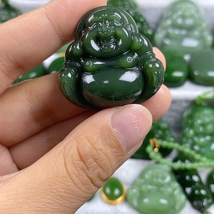 吊坠(不含链)未镶嵌和田玉（碧玉）34mm