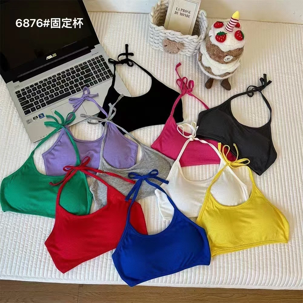 【多巴胺毛绒】女款度假风性感绑带打底聚拢蕾丝女一体式带夏季无袖
