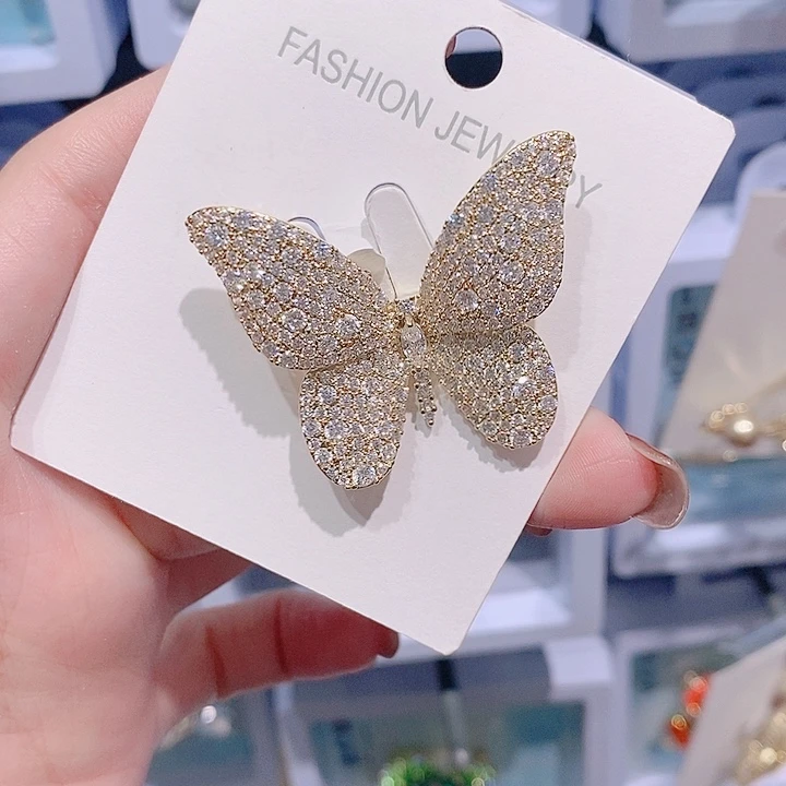 锆石铜合金蝴蝶胸针