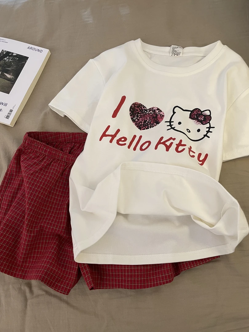 精致少女卡通hellokitty印花睡衣女春夏季2025新款家居服套装外穿