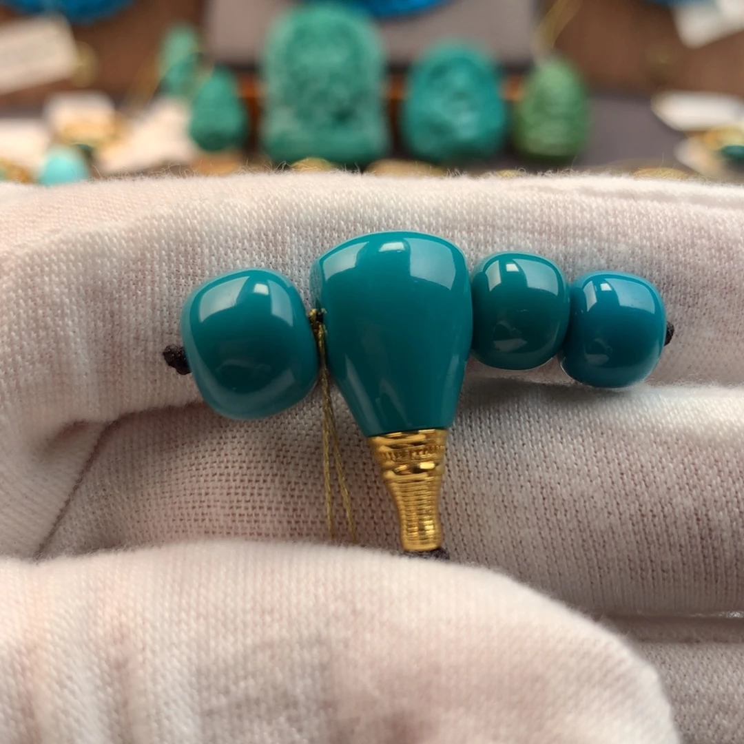 绿松石18K金镶嵌发饰