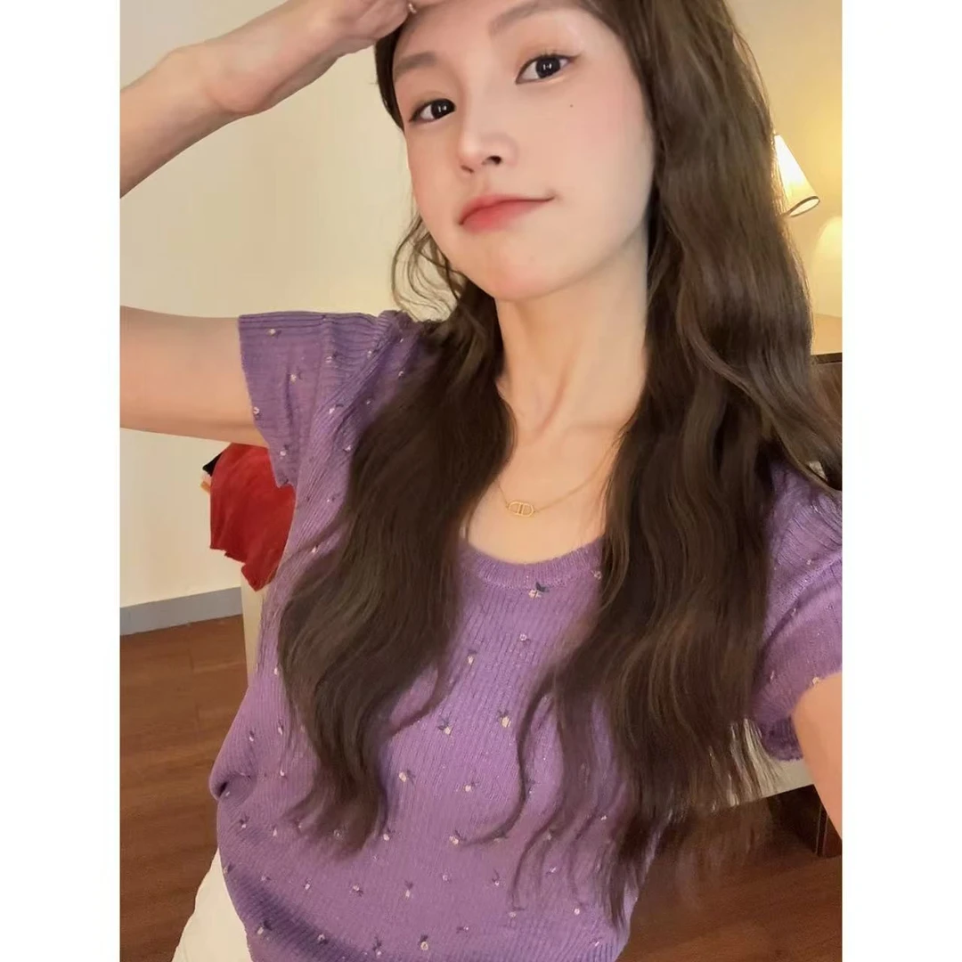 【青青推荐】2025夏季新品薄款圆领碎花氛围感百搭竹节麻上衣女ins