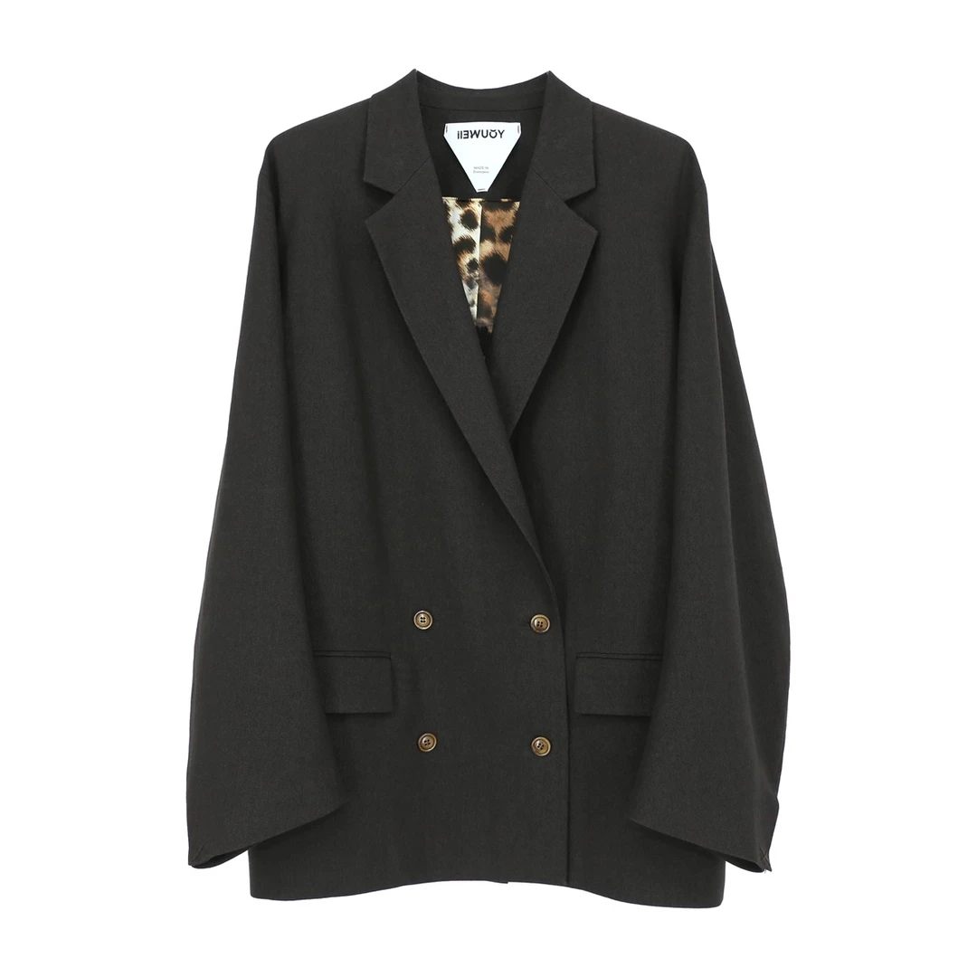 有尾YOUWEI和纸羊毛韩版宽松西服长袖西装秋季黑色休闲Y1925107