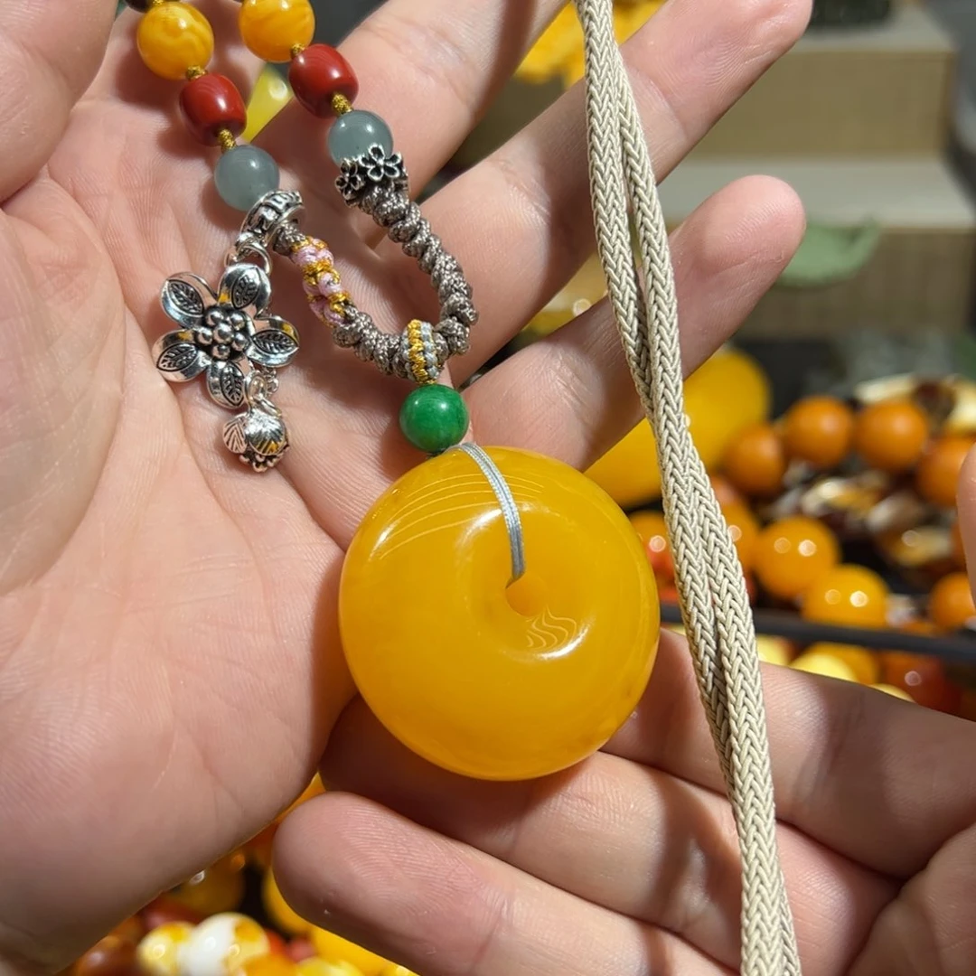 未镶嵌琥珀手链常*樂平安扣