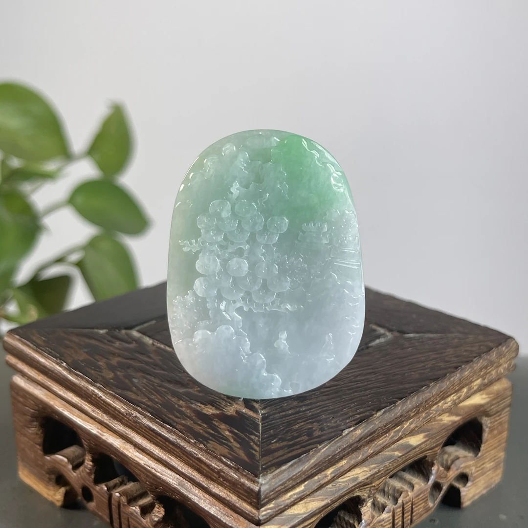 JSB30-58 天然缅甸A货翡翠  山水牌