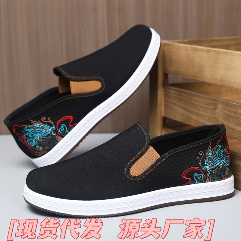 老北京四季布鞋民族风布鞋防滑一脚蹬平底透气休闲工作开车男鞋