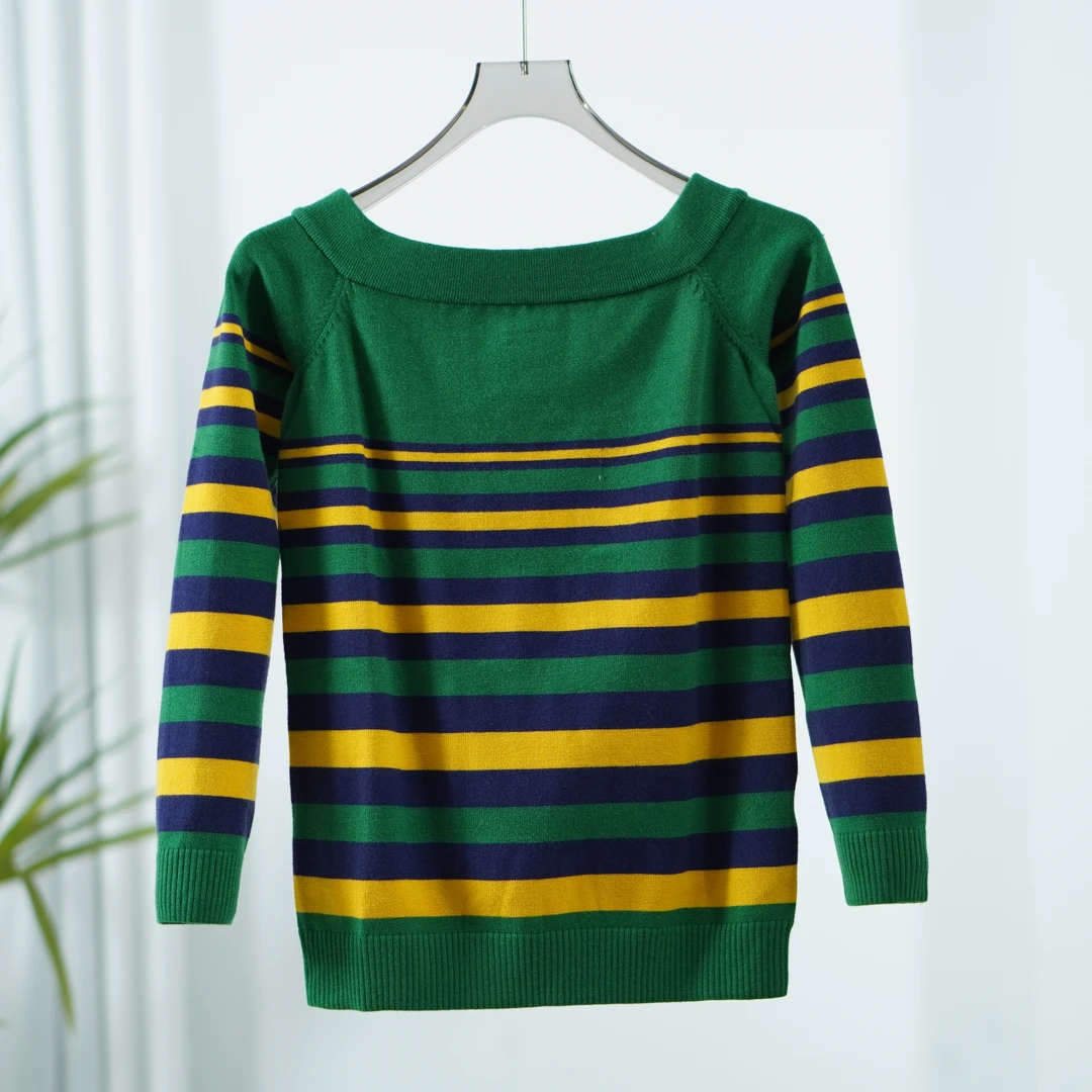 尚系列  Z1233-5 女装秋条纹针织衫绿色1707177