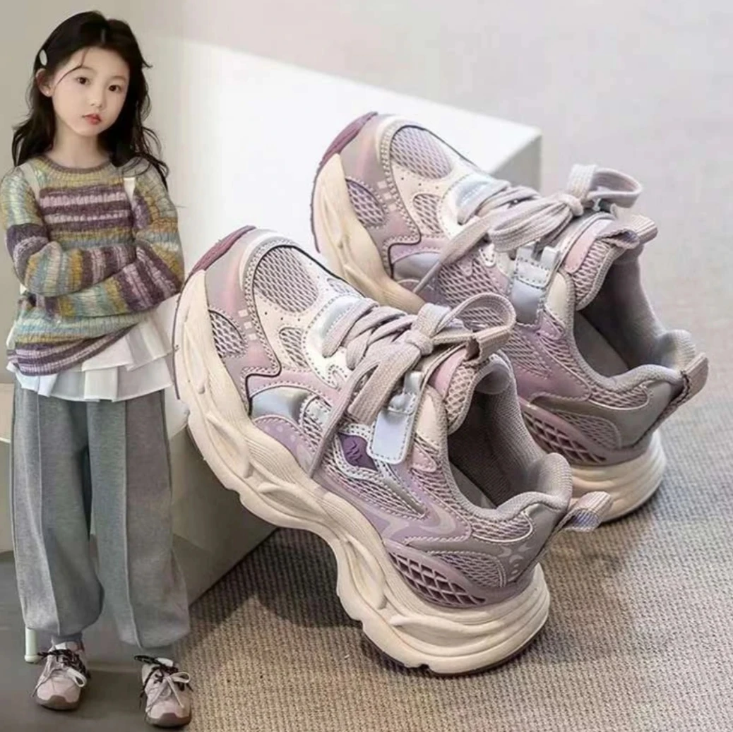 ABC 儿童运动鞋女童鞋子跑步鞋2025新款女宝老爹鞋学生休闲鞋软底