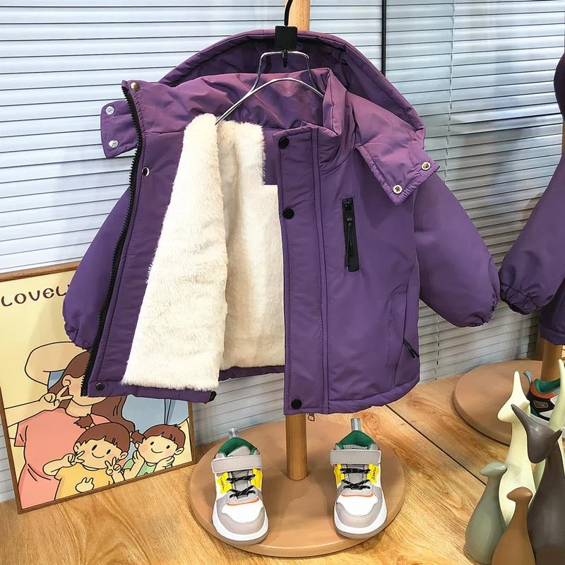 3-6岁男童棉服男童加绒外套秋冬装2025新款宝宝棉袄加厚冲锋衣儿