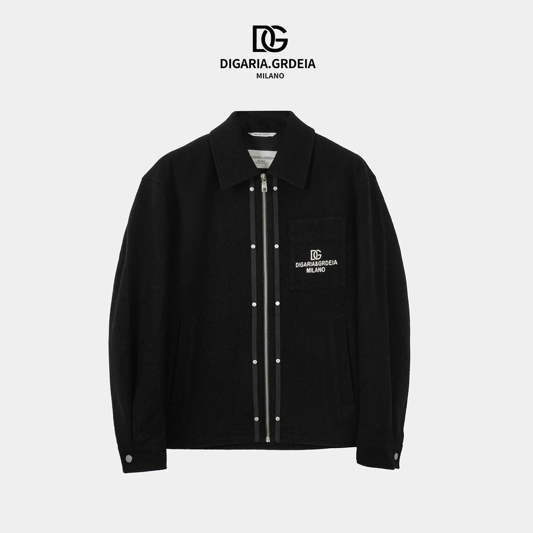 DG迪噶雅外套时尚秋冬季羊毛翻领夹克宽松型男士厚款翻领夹棉K126