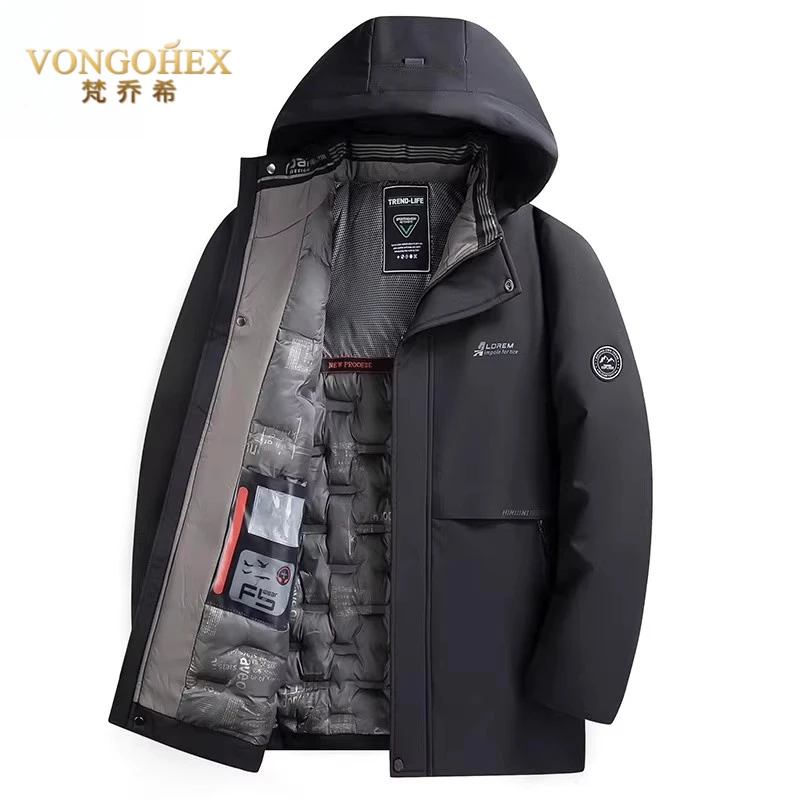 VONGOHEX男士冬季休闲棉衣加厚保暖连帽商务休闲防风防寒棉服外套