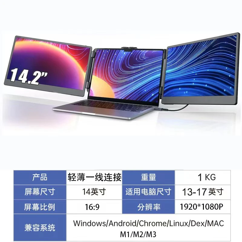 双屏便携显示器多屏轻薄笔记本扩展屏炒股多屏电脑分屏器办公副屏