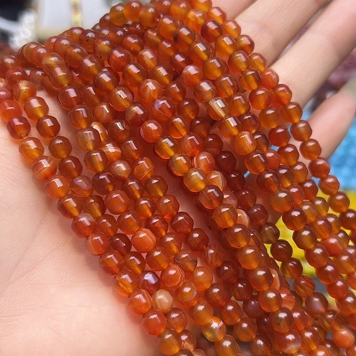 玛瑙/玉髓未镶嵌珠宝半成品T635  6m天然缠丝玛瑙路路通一条