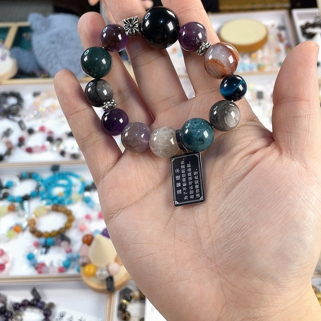 水晶手链银S925镀金镶嵌