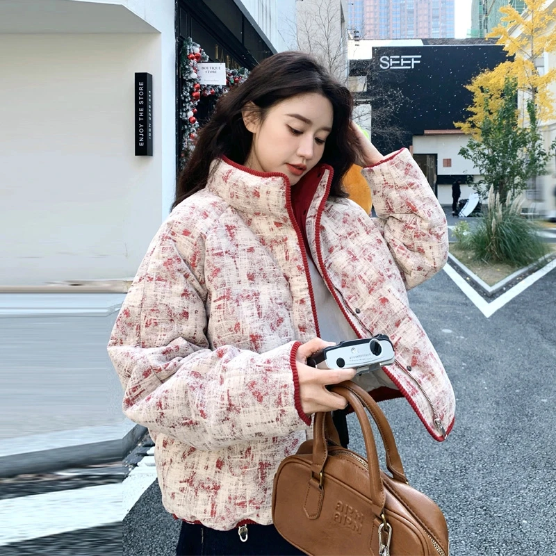 高级感超好看雪花绒短款羽绒服女冬季2025新款韩系白鸭绒保暖外套