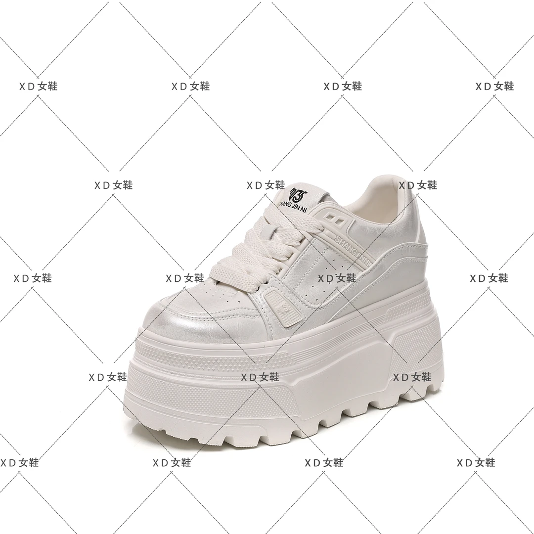 【增高10公分】2025新款女鞋时尚厚底鞋真皮百搭休闲小白鞋HS6208-9