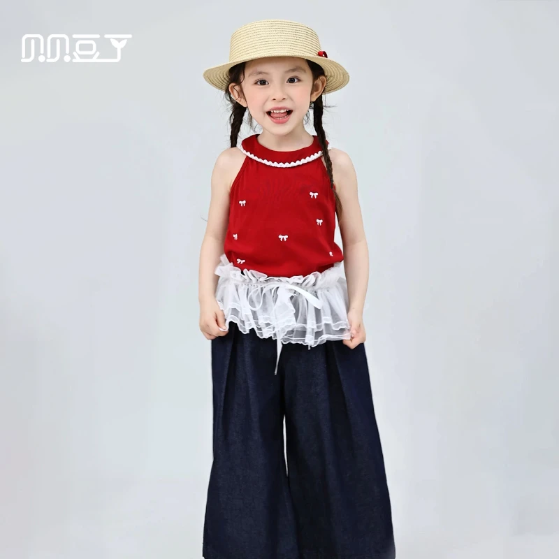 女童套装2025年夏季新款儿童牛仔裙短袖T恤两件套洋气时髦83044