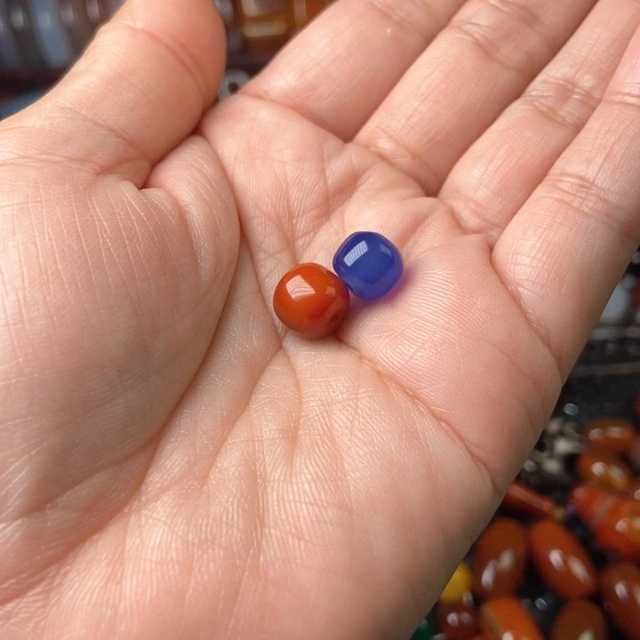 玛瑙/玉髓珠宝半成品未镶嵌老型珠两个