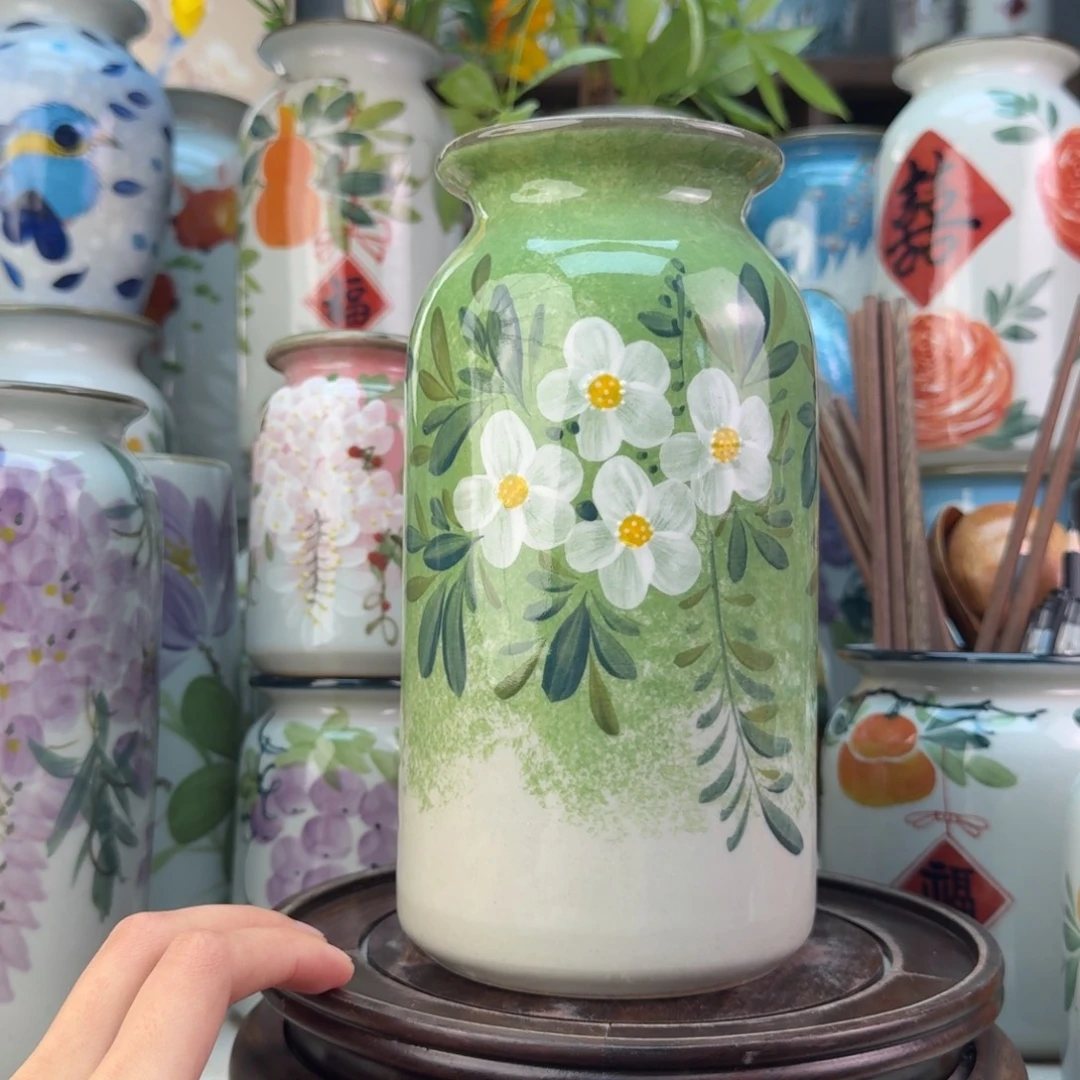 景德镇陶瓷手绘花瓶无孔