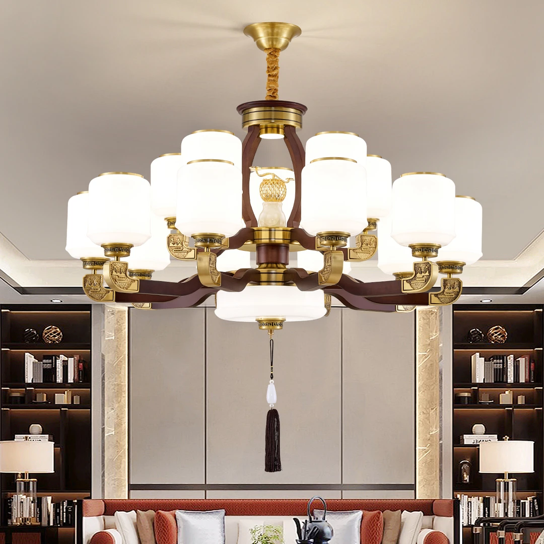 【柿柿如意】新中式禅意中国风客厅餐厅大气弯灯臂吊灯