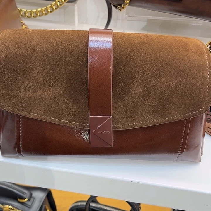 牛皮（革）麂皮（革）25厘米磨砂真皮包