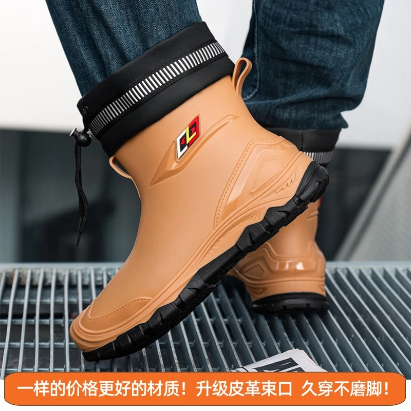 男士中筒雨鞋防水防滑潮流雨靴加厚耐磨厨房鞋户外工作钓鱼防水鞋